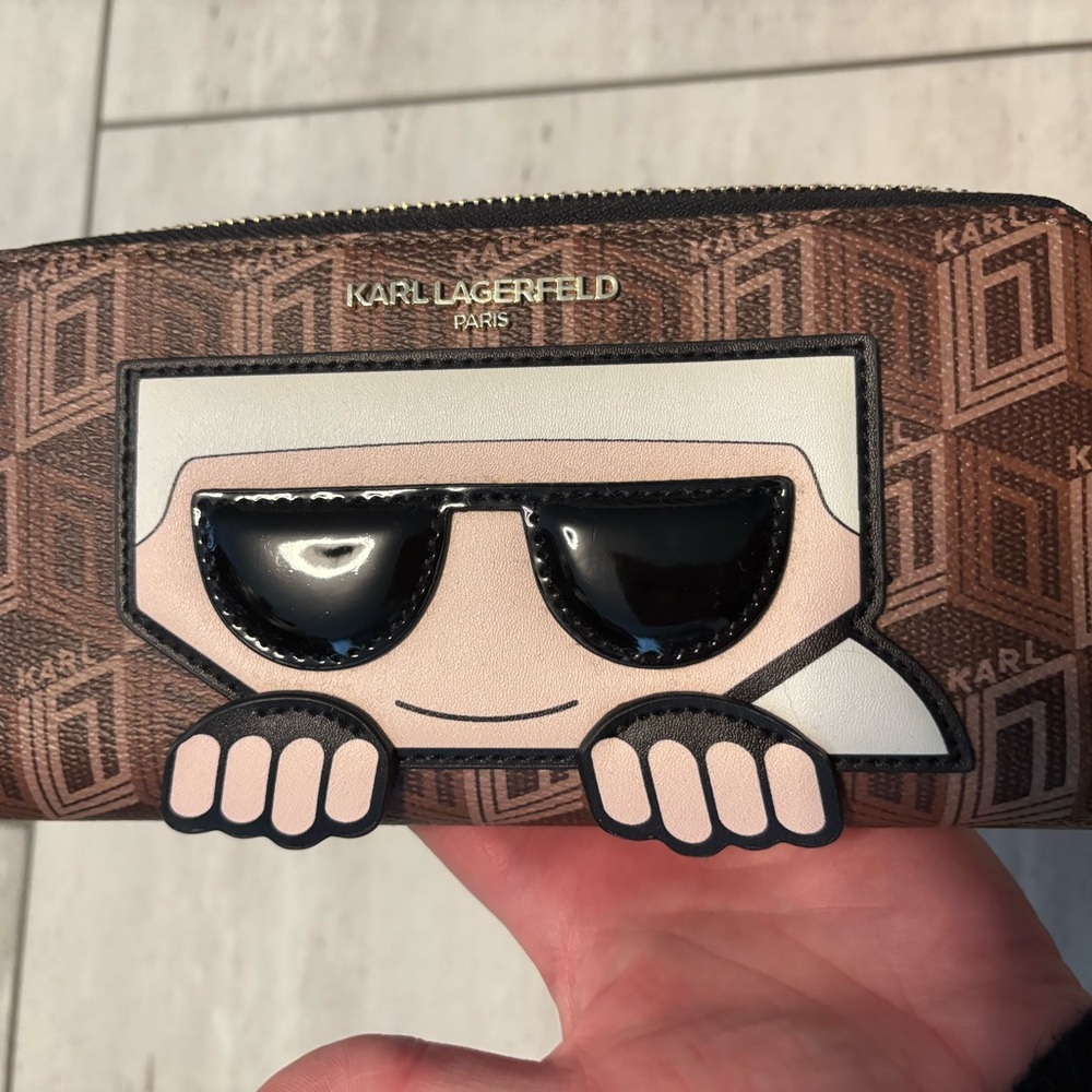 Karl Lagerfeld Brown Wallet with Cartoon Accent